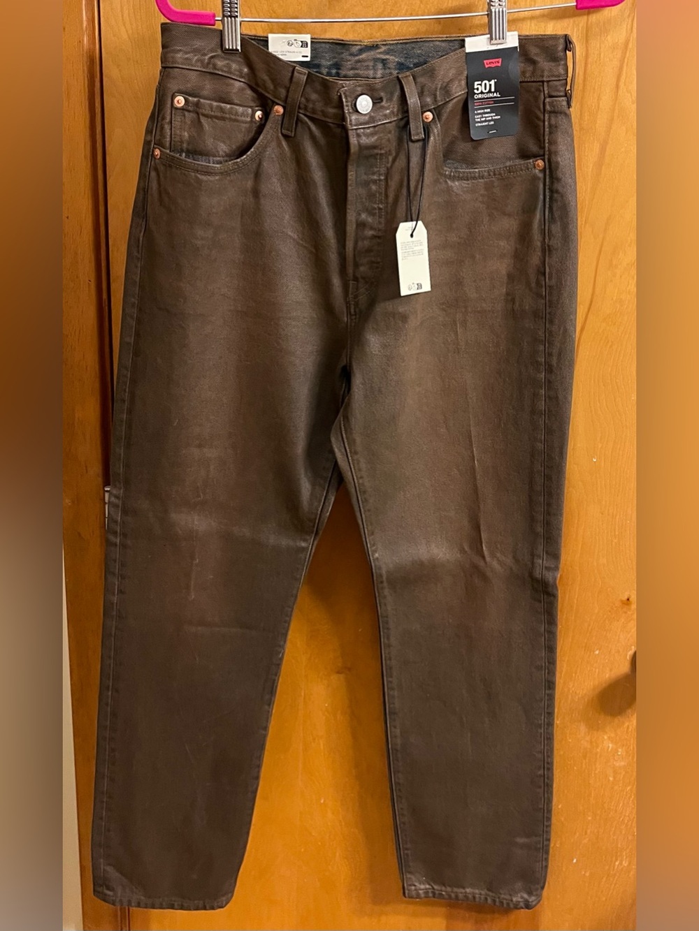 Women's Levi's 501 original waxed Jeans in Brown